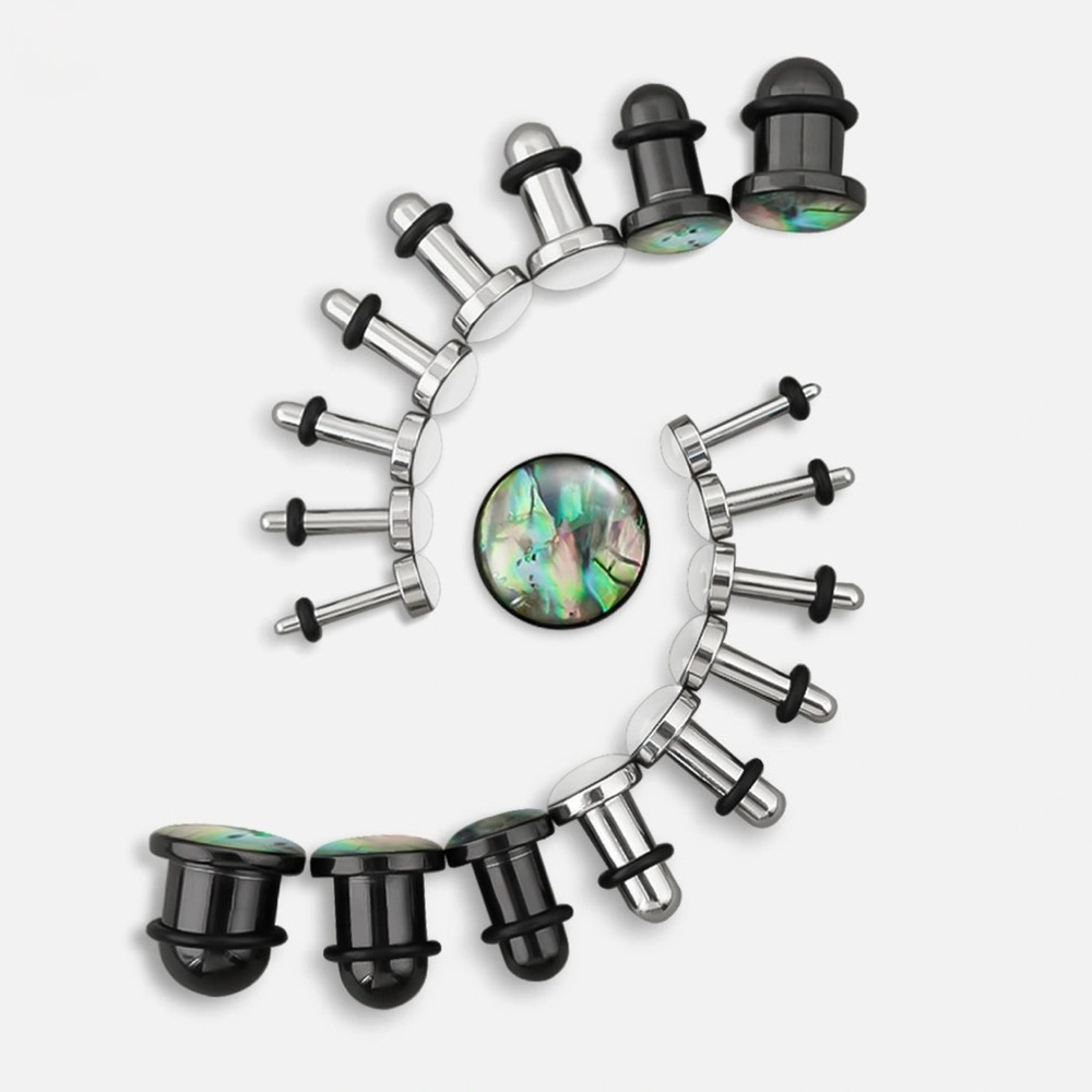 Abalone & Mother of pearl Gauged stretching kit Earrings Set brand new